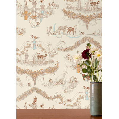 Toile pour chien orange et blanche de la collection de papiers peints autocollants