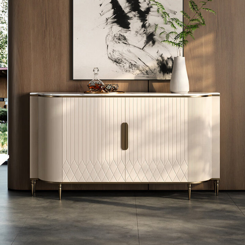Buffet de luxe américain de style moderne et léger, H 35,4 po x l 63 po x P 15,7 po, Blanc cassé