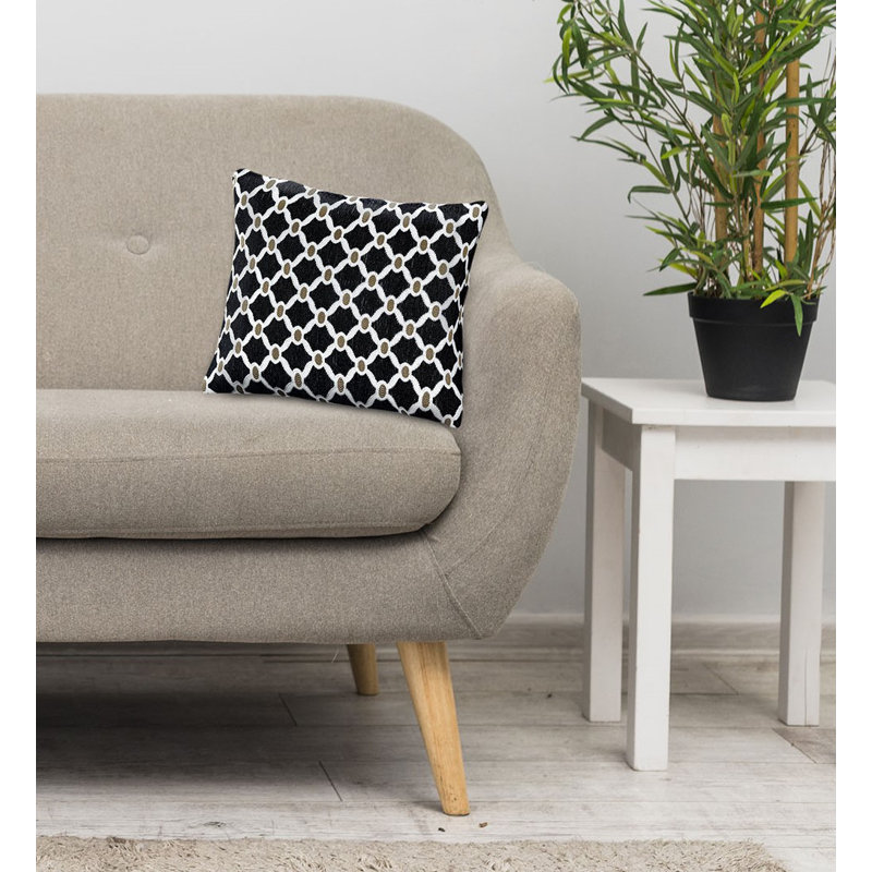 Beauville Geometric Square Cushion, 45 x 45cm, Black