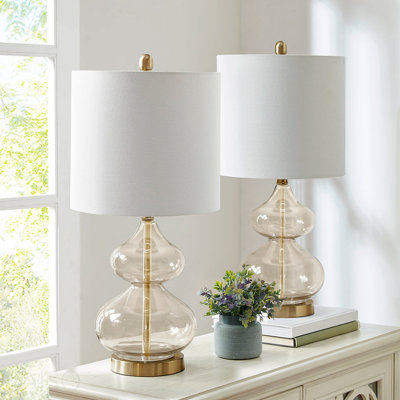 Curved Glass Table Lamp, Set Of 2