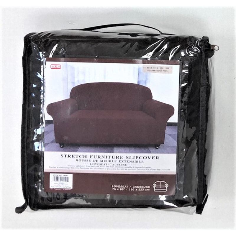 Housse extensible pour causeuse à coussins carrés / rectangulaires, Brun