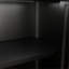 Armoire de rangement noire à grande capacité pour la décoration de salon et les articles de toilette, avec bords arrondis