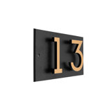 Floating 2-Number Horizontal Sign, Black /w/ Black / Gold Modern Font Numbers