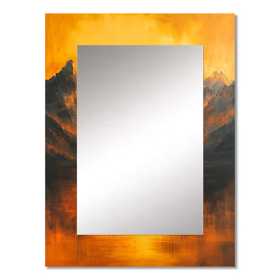Golden Light On The Mountains - Mountains Decorative Mirror, Traditional Wall Mirror, Printed Metal Art