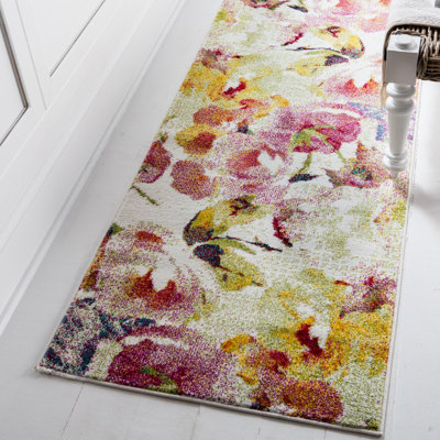 Adelinah Floral Ivory/Green/Red Area Rug