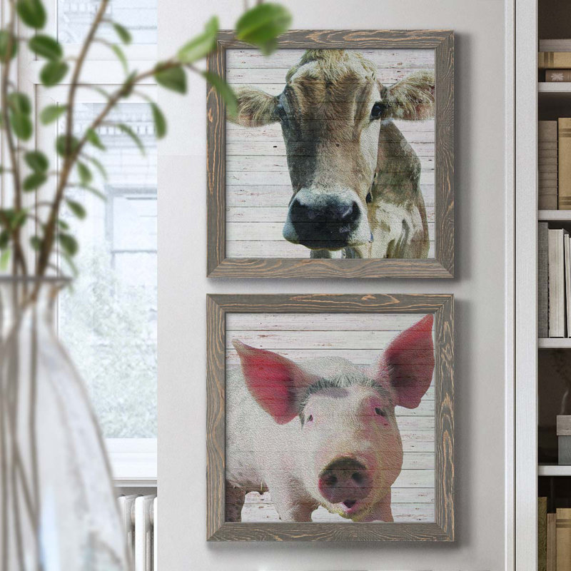 Maude - Ensemble de 2 cadres photo sur toile, Encadré gris, H 17 po x l 34 po x P 1,5 po