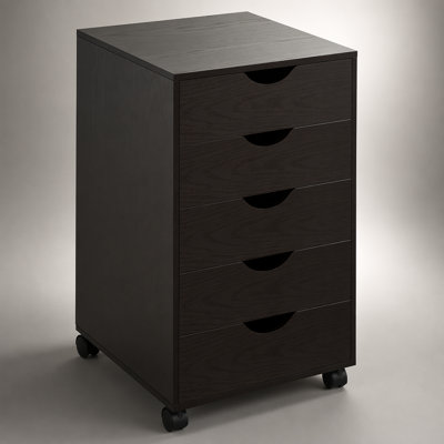 Organisateur de classeur à 5 tiroirs avec un design minimaliste nordique et des roues coulissantes pour un bureau moderne