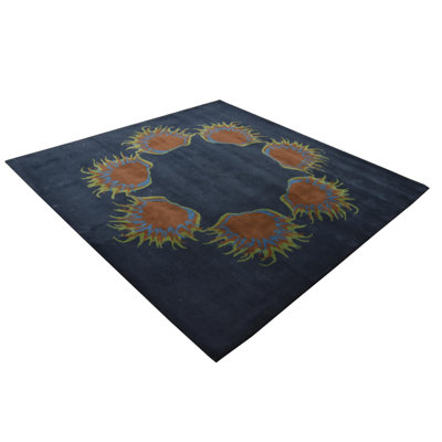 Tapis carré bleu marine Otto