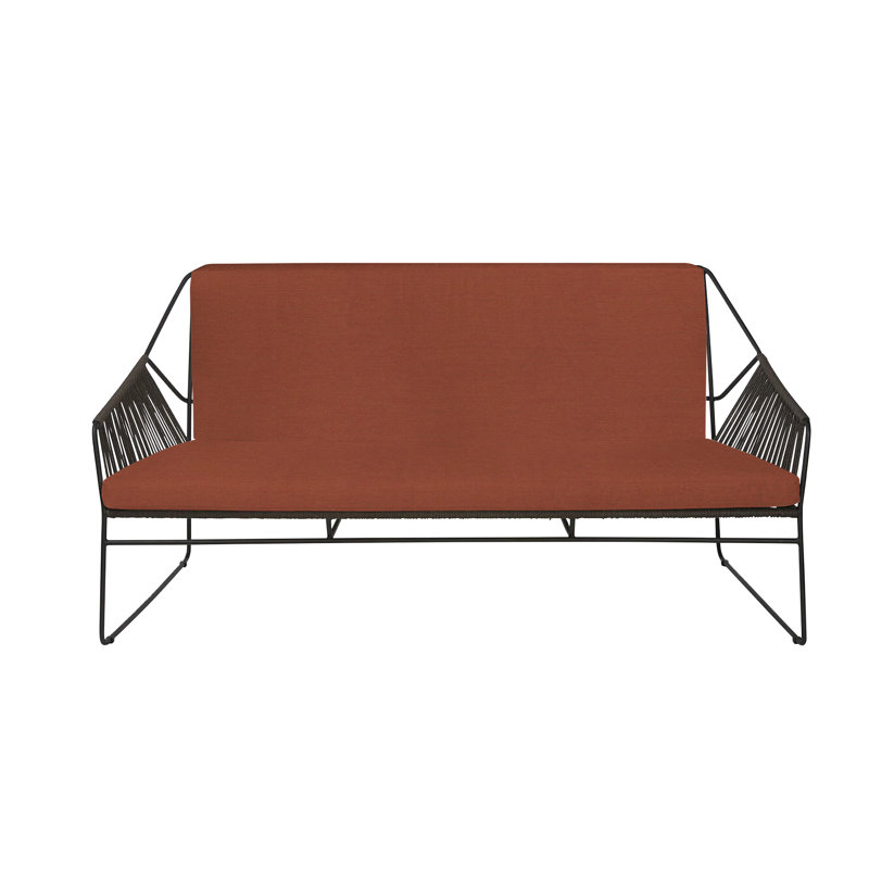 Sandur 61'' Wide Metal Loveseat with Cushions, Anthracite Rope/Anthracite Frame, Canvas Black Sunbrella® Canvas