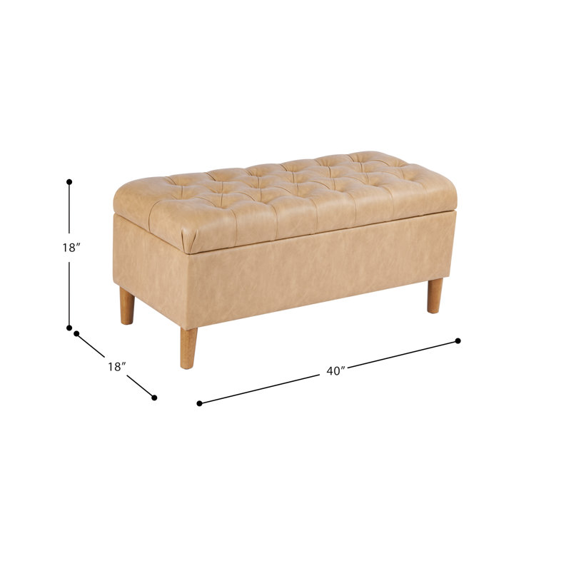 Banc de rangement en similicuir Rexfourd, Light Brown Faux Leather