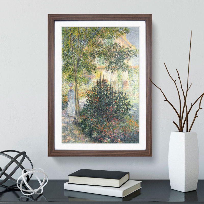 Camille in the Garden at Argenteuil by Claude Monet - Picture Frame Painting, Walnut Framed, 65cm H x 48cm W x 2cm D