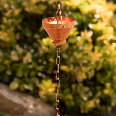 Pure Copper Siam Cup Rain Chain Replacement Downspout for Gutters
