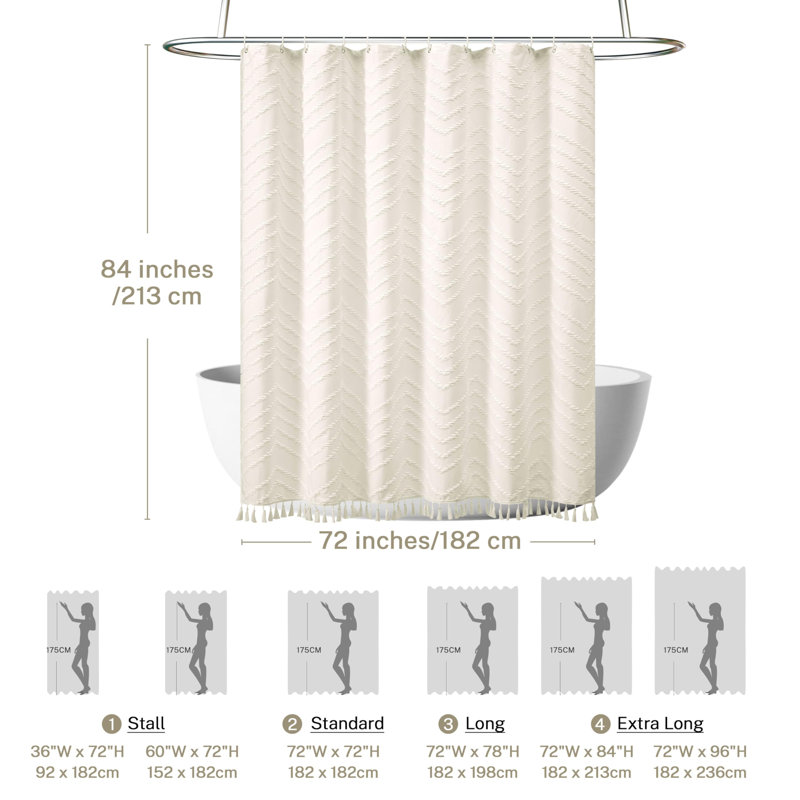 Akhsa Fabric Shower Curtain, Cream