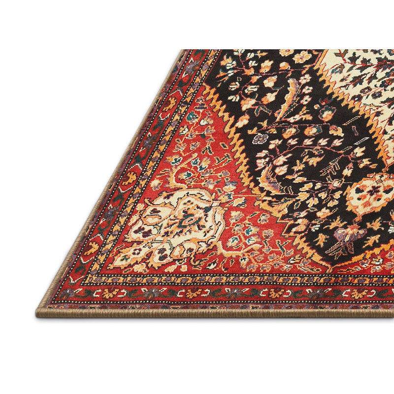 Tapis de style oriental rouge, Rectangle 5 pi x 7 pi