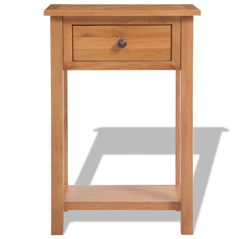 Nightstand Solid Oak Wood Brown, 18.5" H x 14.2" W x 11.8" D