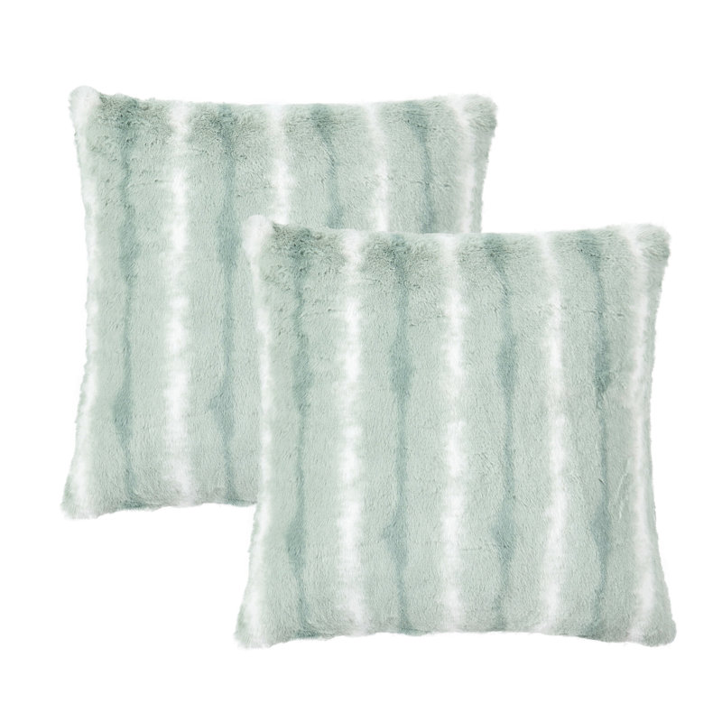 Amanda Faux Fur 20" Throw Pillow Cover, Misty Blue