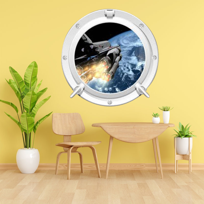 Space Shuttle Rocket Boosters Porthole Decal | Removable Vinyl Art for Bedroom (Medium), H 20 po x l 20 po