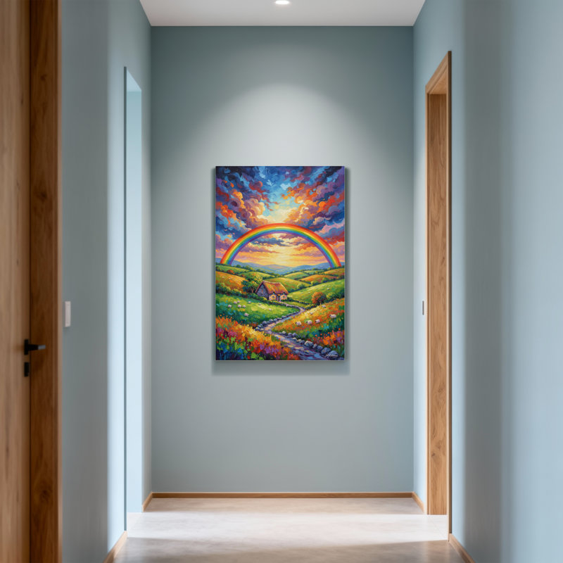 Paysage et nature Rainbow Over Cottage, H 24 po x l 16 po