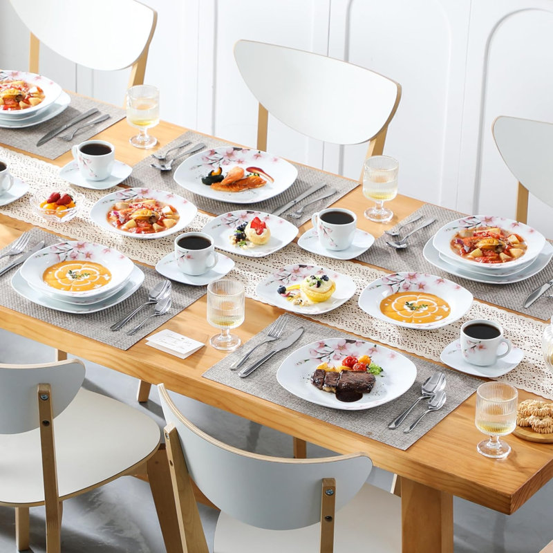 Service de table en porcelaine pour 6 pièces 30 pièces avec assiettes et bols en porcelaine Annie