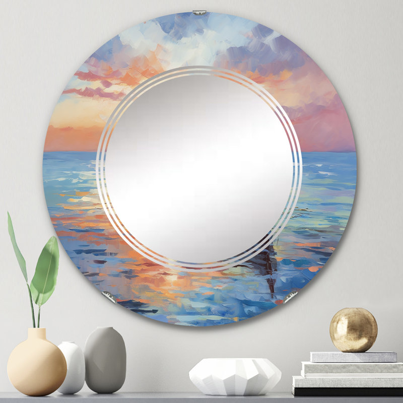 Gauche - Miroir mural moderne rond, 24 po x 24 po
