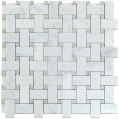 12" x 12" Natural Stone Basketweave Mosaic Wall & Floor Tile