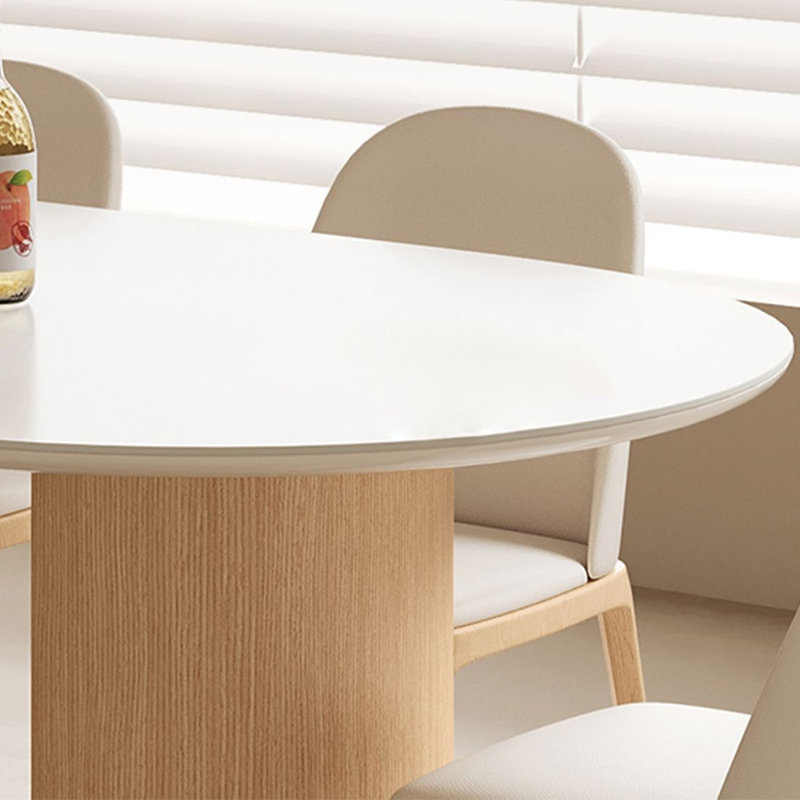 Ensemble de table de salle à manger 4 personnes blanc + demi-cercle en fritté Burwood + bois manufacturé