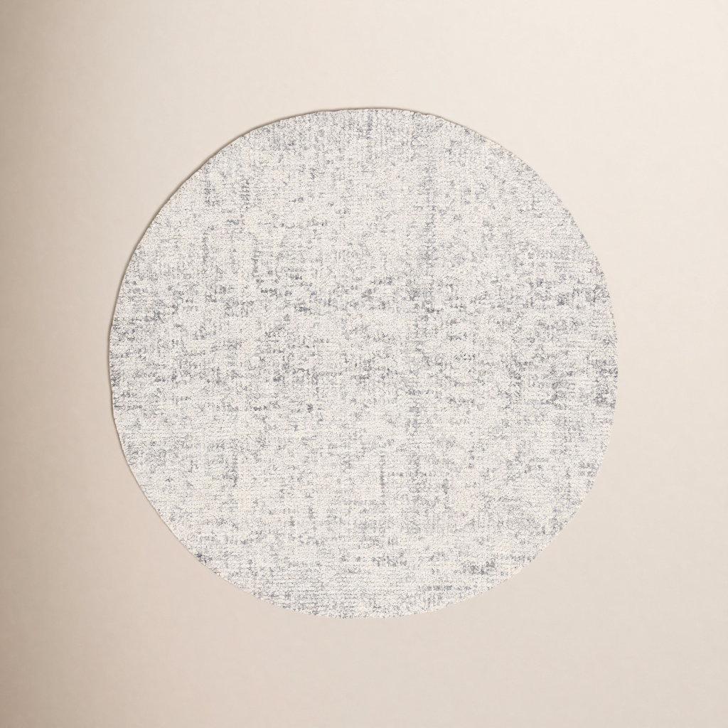 Evett Gray Ivory Hand-Woven Abstract Rug, Round 6'