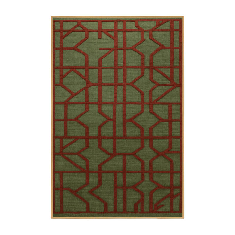Tapis brun treillis lavable à la machine, Rectangulaire 8 pi x 10 pi