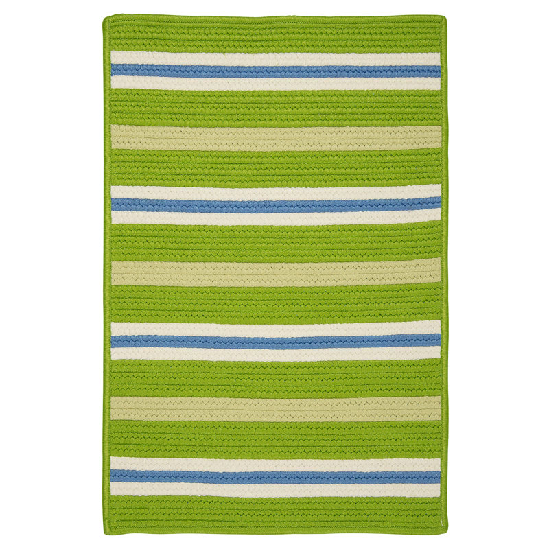 Tapis décoratif verts tressés rayés Depew, Rectangle 5 pi x 7 pi