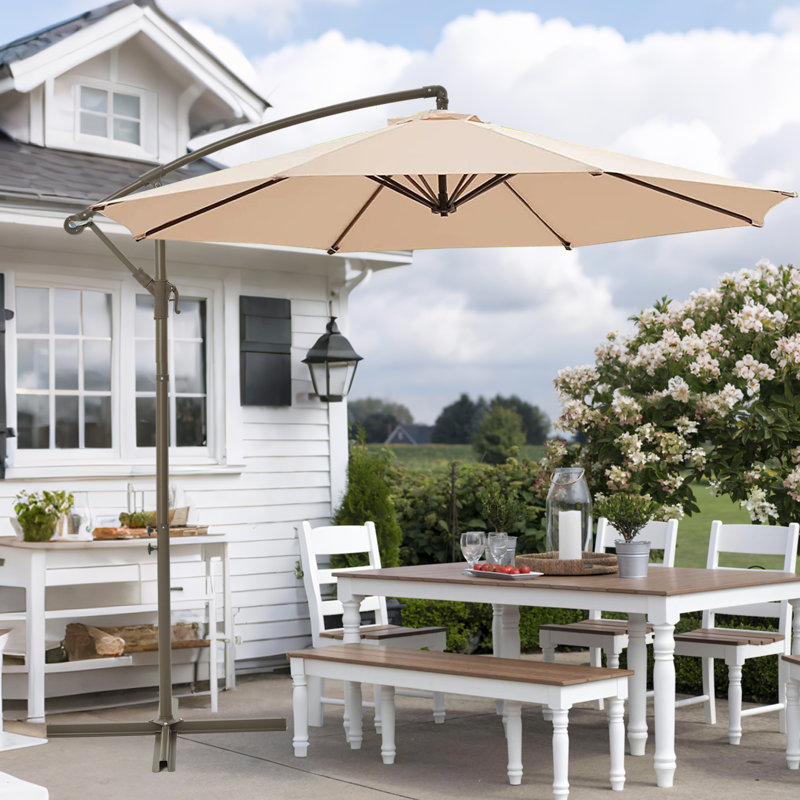 Parasol en porte-à-faux octogonal de bonne qualité, Beige