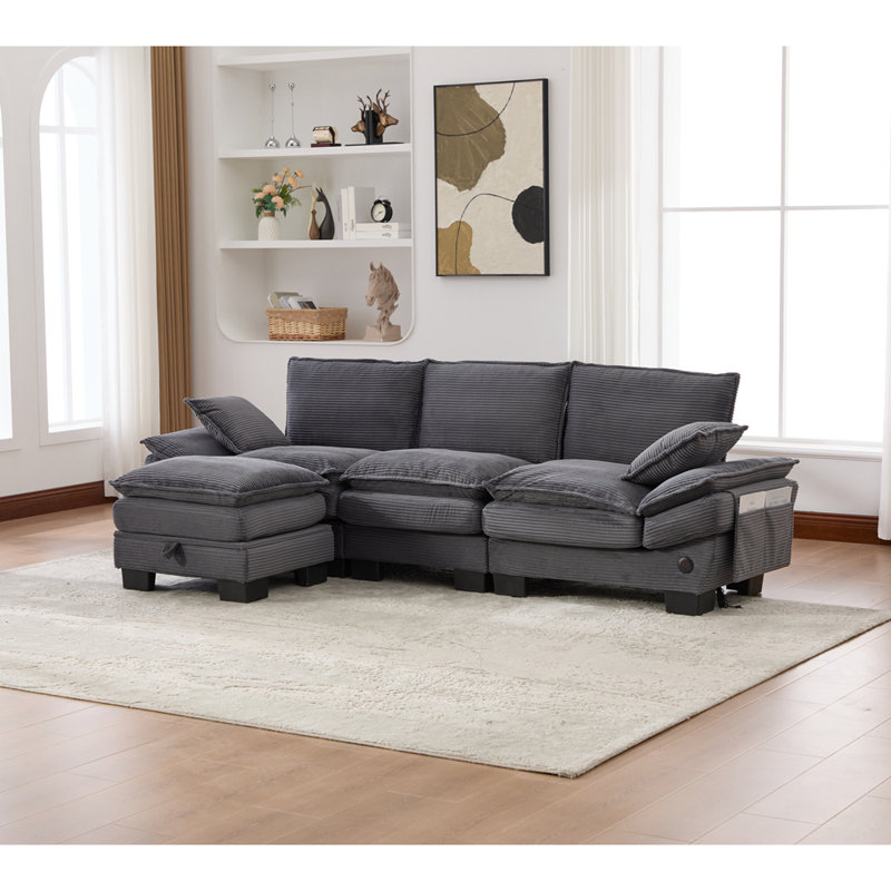 Sectional Cloud Modular Sofa,Deep Seat Sofa, Corduroy Sofa,Comfy Upholstered Furniture for Living Room, Apartment, Studio, Office,Having Multiple Combinations