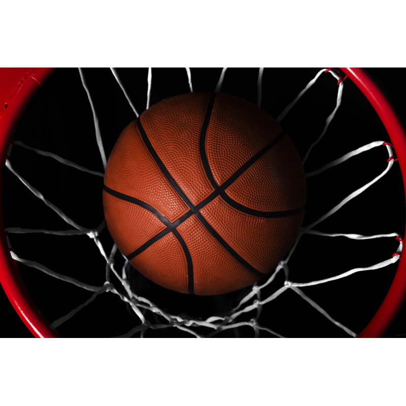 Ball Inside A Basketball Hoop by Filipfoto - Wrapped Canvas Print, 30cm H x 46cm W