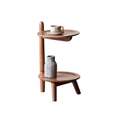 Simple Double-Layered Cherry Wood Side Table