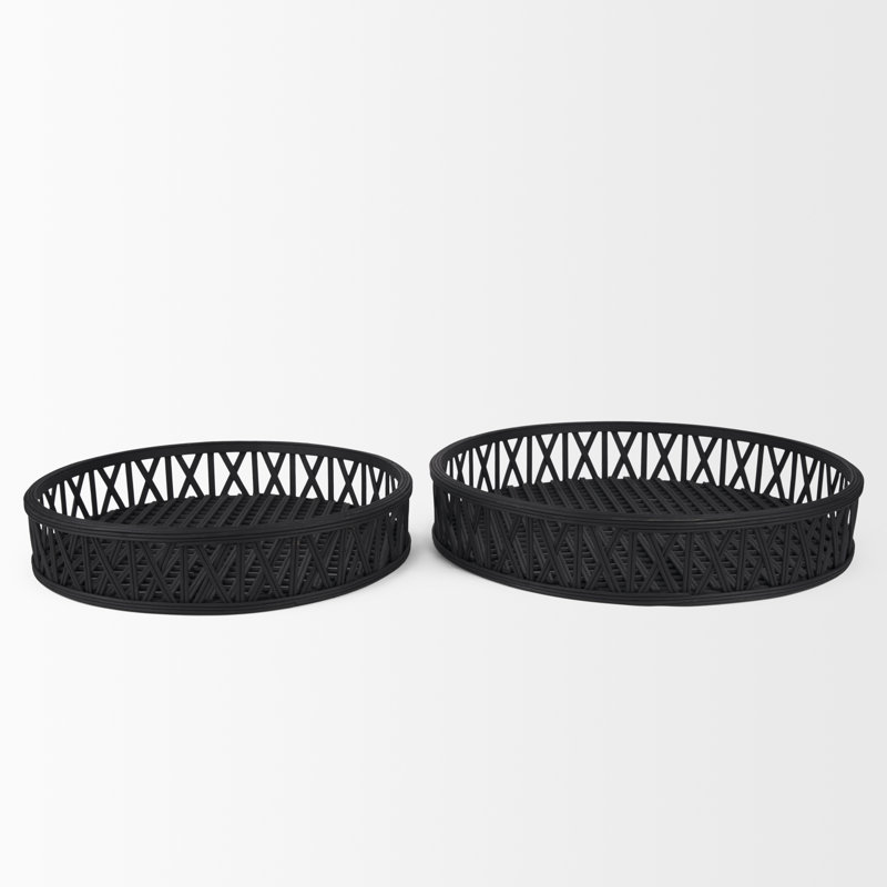 Ayanne Wicker Tray - Set of 2, Black