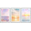 "Coastal Beach", Mauve, Sunrise, Ocean, Waves, Modern Nautical, 3 Piece Framed Canvas Print-91874766-91874769