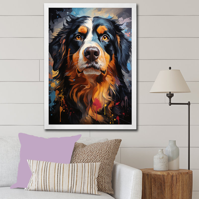 Bernese Mountain Majesty sur toile, H 44 po x l 34 po x P 1,5 po, Cadre simple blanc