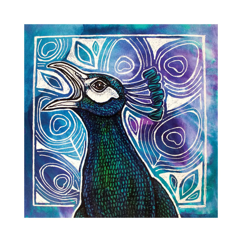 Call of the Peacock 1 Piece Wrapped Canvas Wall Art, 30.48 cm H x 30.48 cm W