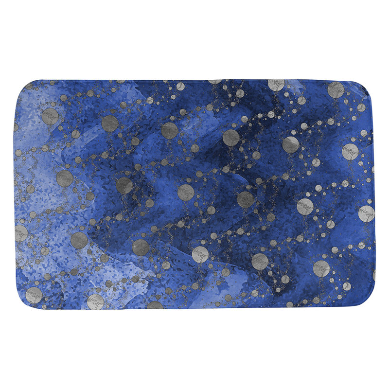 Tapis de salle de bain planet stars, l 21 po x L 34 po, Bleu / Gris