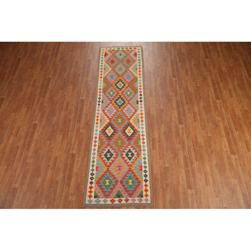 Reversible Wool Kilim Runner Rug 3x10