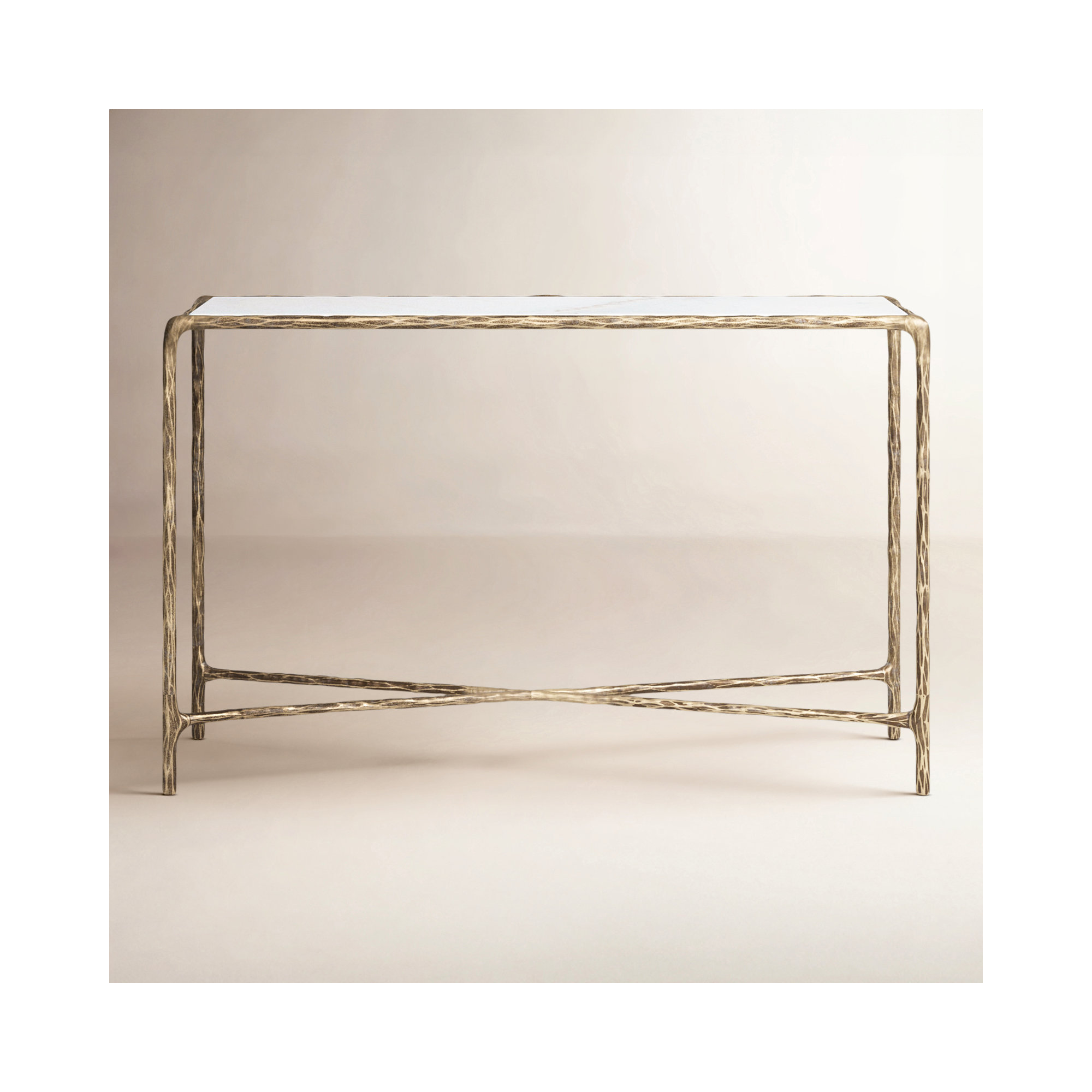 Evelynn 48'' Console Table, Brass, White Marble