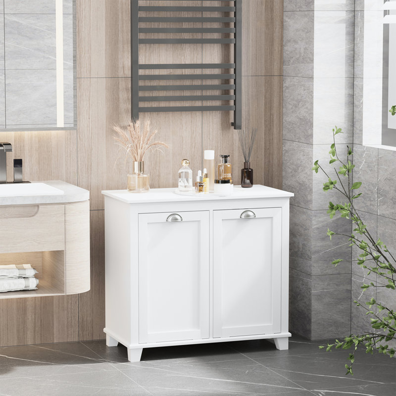 Armoire de salle de bain inclinable avec trieur de lessive, blanc - amplement d'espace pour la fabrication de serviettes et d'accessoires, avec surmatelas bloque l 30 po x P 15,62 po H 27,5 po, vaste armoire stable 27,5 po