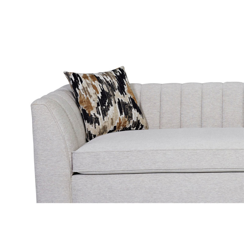 Jaywon Aurora Channel 97" Wide Upholstered Sofa, Off-White