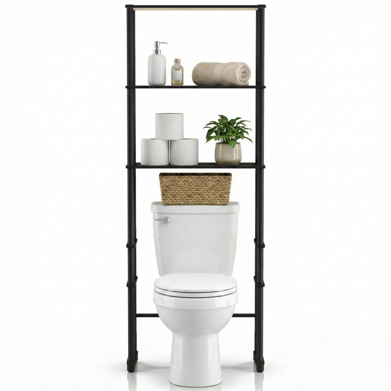 Turn N Tube Toilet Space Saver with 3 Shelves Espresso and Black Over Toilet Bathroom Organizer, Espresso/Black