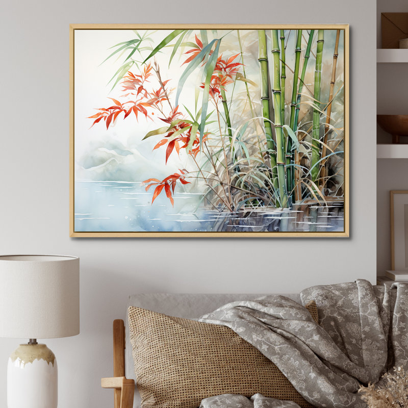 «Bamboo Charm In China - Bamboo Canvas Wall Art_106572, Cadre naturel flottant, H 30 po x l 40 po x P 1,5 po