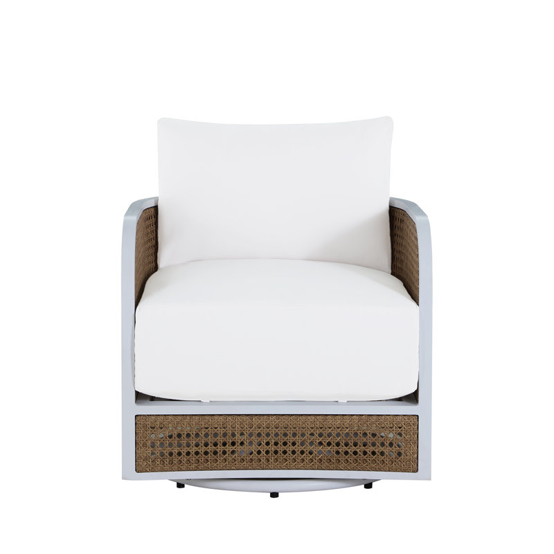Havana Cane N-Dura Resin Wicker Swivel Lounge, Perigold Ishi Beach, Chalk/Natural Cane, Welt/Dream fill