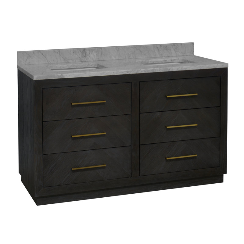 Ensemble de meuble-lavabo double 60 po Rumalda, Chêne foncé