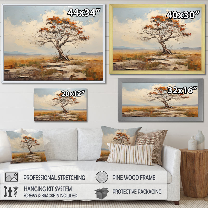 Baobab Tree Whispers of, impression sur toile encadrée, Cadre flottant blanc, H 24 po x l 32 po x P 1 po