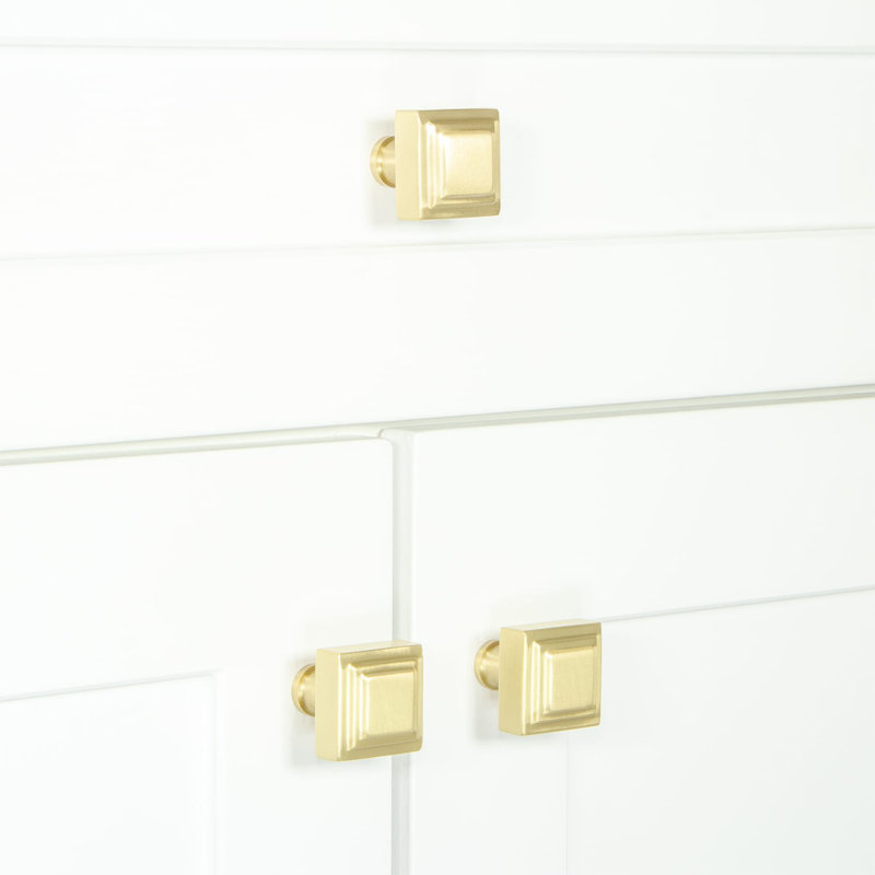 Carré Square Cabinet Knob, Satin Brass