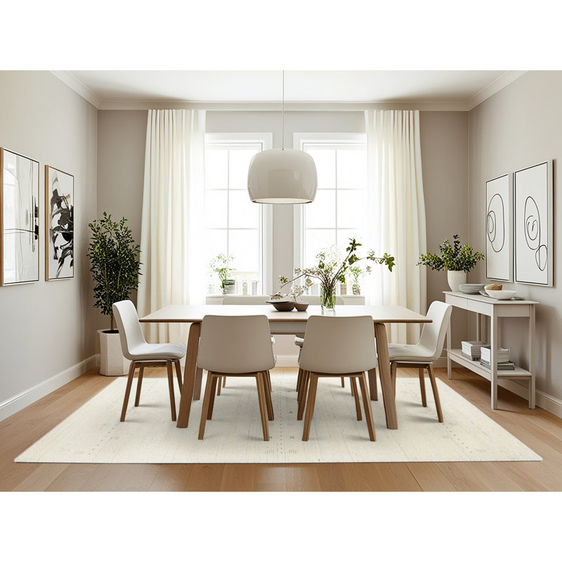 Tapis de zone beige léger contemporaine, Rectangle 7 pi x 10 pi