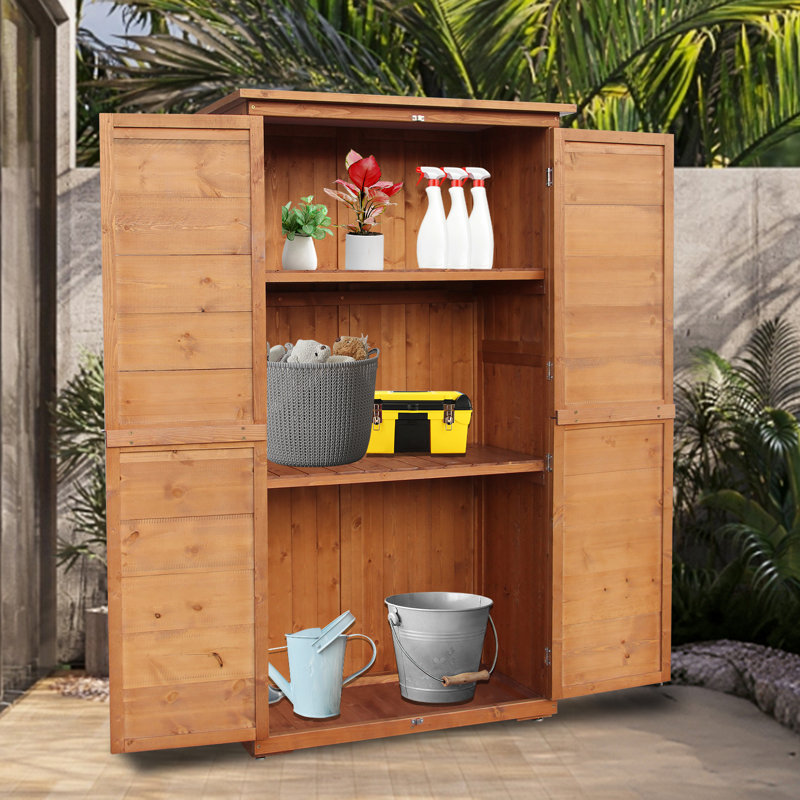 60-Inch Solid Wood Outdoor Storage Shed, Brown, Brown